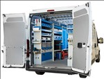 Hyundai H1 Allestito con cassettiere e scaffali.