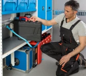 Fermavaligie su rotaia Syncroblock con cinghie con fibbia