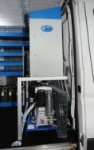 Il telaio in alluminio alloggia il generatore compressore e sorregge l'allestimento.