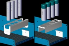Inserimento telai nel ripiano di scaffalatura Syncro per furgoni