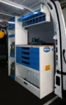 Ripiano di lavoro per manutenzione carrelli elevatori su furgone