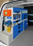 Scaffalatura con cassetti, valige, ripiani e morsa per Citroen Berlingo